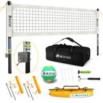 Airist Heavy Duty Volleyball Net Outdoor with Steel Anti-Sag System, Adjustable Aluminum Poles, Professional Volleyball Nets Set for Backyard and Beach, Volleyball and Carrying Bag (White)