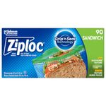 Ziploc Snack and Sandwich Bags for On-The-Go Freshness, Grip 'n Seal Technology for Easier Grip, Open and Close, 90 Count