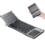 ZenRich Foldable Bluetooth Keyboard, Full Size Wireless Tri-Folding Portable Keyboard with Sensitive Touchpad (Sync Up to 3 Devices), Ultra Slim Travel Keyboard for Windows/iOS/Android/OS/HMS