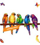 UNIDRAGON Original Wooden Jigsaw Puzzles - Playful Parrots, 330 Pieces, King Size 10.6" х 17.3", Beautiful Gift Package, Unique Shape Best Gift for Adults and Kids