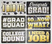 Graduation Photo Booth Prop Set, Perfect Party Props for Any Graduation Party, Gold and Black Party Props