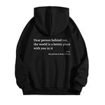 Hoodies for Women Dear Person Behind Me Letter Print Sweatshirts for Womens Long Sleeve Funny Word Graphic Street Fashion Hooded Sweatshirt Tops Y2K Kawaii Preppy Jumper Top for Teen Girls Ladies