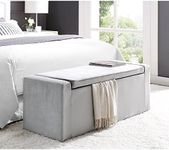 Fabroni Grey Velvet Storage Bench - Shoe Storage | Upholstered | Living Room, Entryway, Bedroom | Inspired Home