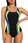 ATTRACO Swimming Costume Women Sports One Piece Swimsuit Padded Racerback Swimwear Training Swimming Suit with Shorts S