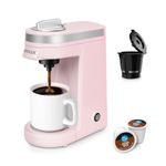 CHULUX Single Serve Coffee Maker,One Button Operation with Auto Shut-Off for Coffee and Tea with 5 to 12 Ounce,Pink