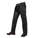 Alpha Cycle Vintage Black Cowboy Chaps - Leather Motorcycle Riding Pants for Men and Women - Motorcycle Overpants Mens - Adjustable and Protective Motorcycle Pants - Waist 30'' - Black