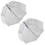 Kuber Industries Transparent Umbrella For Men & Women|Automatic Umbrella For Rain-Pack of 2 (White)