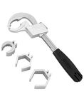 QWORK Adjustable Double-Ended Wrench, Heavy-Duty Multifunctional Bathroom Pipe Wrench, Adjustable to 80mm, for Faucet Sink Water Plumbing Repair