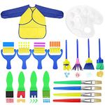 OFKPO 18 PCS Kids Painting Brushes Set Art Smock Set Waterproof Aprons with Palette Set