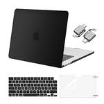 MOSISO Compatible with MacBook Air 15 inch Case 2023 2024 Release M3 A3114 M2 A2941 Liquid Retina Display Touch ID, Plastic Hard Shell Case&Keyboard Cover&Screen Protector&Type C Adapter,Black