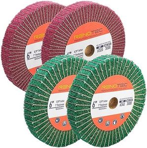 RENOTEC 6 Inch Flap Wheel, Non-Woven Abrasive Polishing Wheel, 1 Inch Thickness, 3/4 Inch Arbor, for Bench Grinder (Assorted Grit240 Grit320 SP)