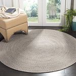 Safavieh Braided Collection Ivory and Steel Grey Round Area Rug Casual 6' Diameter Ivory/Beige