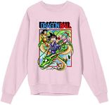 Bioworld Dragon Ball Classic Poster Art Crew Neck Long Sleeve Cradle Pink Women's Sweatshirt-Large