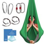 Aum Active Silk Aerial Yoga Swing & Hammock Kit for Improved Yoga Inversions, Flexibility & Core Strength (Green)