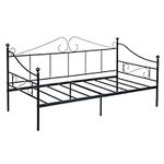 Setsail 3ft Metal Bed Day Bed | Metal Bed Frame for Living Room Bedroom | Single Bed Guest Sofa Bed | Fits for 90x190 cm Mattress | Black