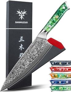 SANMUZUO Chef Knife - 8 inch - Xuan Series - VG10 Damascus Steel Kitchen Knife - Resin Handle (Jade Green)