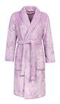 HEAT HOLDERS Ladies Fleece Dressing Gown Womens Luxury Soft Winter Warm Bathrobe without Hood (S, Lilac)