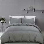 ForZzz 2000TC Gray Hotel Soft Microfiber Quilt Cover Set Queen Size,3 Pieces Duvet/Donna Cover Set, 1 Quilt Cover Zipper Closure & 2 x Pillowcases(Queen,Gray)