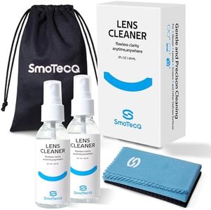 SmoTecQ Lens Cleaner Spray Kit – Plant-Based, Alcohol-Free Cleaning Solution for Glasses, Camera Lenses & Screens | Includes 2 x 2oz Spray Bottles, 2 Streak-free Microfiber Cloths & 1 Travel Pouch