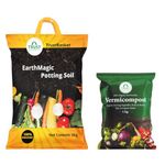 TrustBasket Organic Earth Magic Potting Soil 5 Kg + Vermicompost for Plants 1 Kg | Soil for Plants | Potting Soil Mix for Plants | Organic Fertilizer & Manure