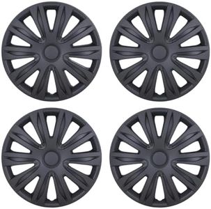 I1MOTOR 15'' Hubcaps Set of 4 Wheel Rim Cover Universal R15 Hub Caps Replacement ABS Material Exterior Accessories for Car Pickup Truck SUV (15-Inch, Matte Black)