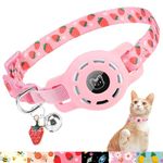 BINGPET AirTag Cat Collar with Bells, Upgraded Safety Elastic Cat Collar with Airtag Cat Collar Holder, Anti-Lost Cat Collars for Girl Boy Cats, Anti-Suffocation Kitty Puppy Collars