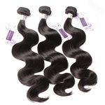 Bella Hair Virgin Remy Brazilian Hair 3 Bundles Body Wave Hair Weave Mixed Length 30",32",34" Natural Black Color