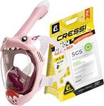 Cressi Kiddy Kids Full Face Snorkel Mask - Kids Snorkel Set with CO2-Safe Exhalation Valve - Soft Silicone Skirt & Swimming Mask Comfort - Family Owned Scuba Diving Equipment - Pink/Purple/White