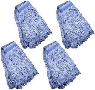 Mop Head Replacement Commercial Heavy Duty String Blue Wet Mop Heads for 3 Typs Commercial Mop Handle(4 pcs,Medium,Weight 16oz)