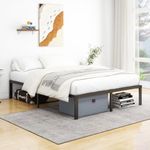 VERFARM 14 Inches Queen Size Bed Frame, Heavy Duty Metal Platform Bed Frame Queen, No Box Spring Needed, Sturdy Steel Slat Support, Easy Assembly, Black, Queen