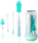 LIFRTRIBE Electric Bottle Brush Cleaner Set,Waterproof Electric Baby Bottle Brush,Nipple Brush,Straw Cleaner Brush,Milk Frothe,Two-Speed Cleaning Mode for New Moms