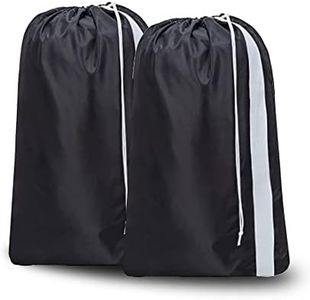 Pack of 2 Heavy Duty Travel Laundry bag black XL (30*40) with straps, Nylon Material, Locking Drawstring, Durable and washable, Extra large bag, Rip and Tear Resistant ,Mesh bag dirty Cloth Organizer