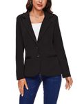 MINTLIMIT Womens Casual Blazer Suit 2 Button Blazers Suit Notched Lapel Jacket Jersey Knit (Black S)