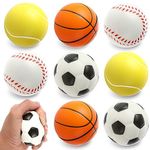 8Pcs Sponge Stress Balls Squeeze Ball Toys 2.5In Small Foam Stress Balls Fidget Toys Squeeze Football /Baseball/Basketball - Relaxation Gadgets Stress & Anxiety Relief Football Toys for Kids Adults