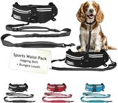 DOCO Heavy Duty Hands Free Dog Leash, Retractable Bungee for Running Walking Jogging, Training, Hiking │ Adjustable Waist Belt, Reflective Stitches, Dual Handle (Medium-Large Dogs, 20-100 lbs)