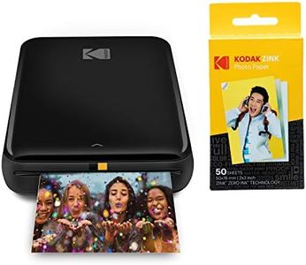 KODAK Step Impresora Móvil con tecnología Zink, Imprime Fotos Adhesivas Desde Cualquier Dispositivo con NFC, Bluetooth, Negro + Papel fotográfico Zink Premium de 2x3 Pulgadas, 50 Hojas