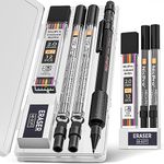 Nicpro 2mm Mechanical Pencils Set with Case, 12 Black Lead Refills,12 Colored Lead Refills, Erasers - MP2000 Weatherproof Metal Lead Holder, Heavy Duty Carpenter Pencil For Writing Drawing Woodworking