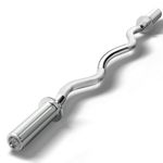 EZ Bar Curl Barbell 4ft-22LB 330LBS Capacity Olympic Bearing Barbell (330LB-Sliver)