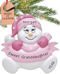 Personalized Grandparents Ornament 2024 – Fast & Free 24h Customization – Granddaughter Christmas Ornament for Tree – Custom Gift Wrapped Pink Snowman Baby Keepsake