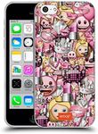 Official Emoji Pink Full Patterns Soft Gel Case Compatible for Apple iPhone 5c