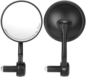 KEMIMOTO CNC Aluminium Motorcycle Rearview Mirrors, Universal Adjustable Bar End Side Mirror with M8 M10 Bolt Fits 16.5-19mm Handlebar Compatible with Motorcycle, Motorbikes, Scooters, ATV