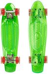 Ridge Skateboards Complete Blaze 22" Mini Cruiser Skateboard w LED wheels and transparent deck