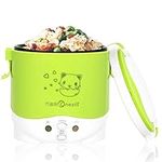 Rice Cooker Lunch Box, 1-3Cup Travel Rice Cooker Handle with Rice Cooker Spoon&Rice Cooker Cup for Car Truck (12v green)