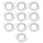 lighteu, 10x Flush-Mounted Spotlight Aluminium Frame, recessed GU10, MR16 (GU5.3) Fitting, Tilt Function, Ceiling Downlight Fitting, Holder (Socket) not Included, Frost White,