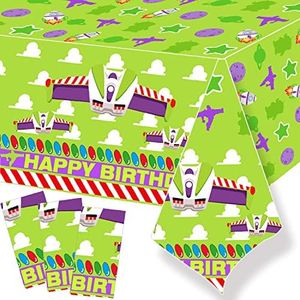 METIXOZE Buzz Cartoon Year Birthday Party Tablecloth Light Inspired Year Cartoon Story Party Table Cloths Buzz Birthday Party Decorations Supplies,2pcs