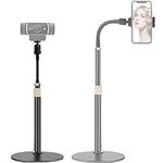 Tencro Webcam Stand Phone Holder [Extension-Type] Desktop Stand Flexible Gooseneck Video Stand Camera Mount for Cellphones, Logitech Webcam C922 C930e C920S C920 C615, Etc. (1/4" Threads)