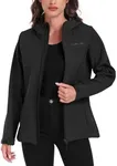 USHARESPORTS Women's Softshell Jacket Lightweight Fleece Lined Waterproof Coats Rain Jacket with Hood for Outdoor Hiking BLACK 3XL