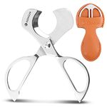 KEENSUN Cigar Scissors Cutter, 3Cr13 Stainless Steel Guillotine Double Blade Straight Cut Scissors with Leather Case Cigar Accessories for Cigars(2.09" Handle Width)