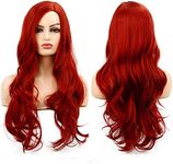 Red Wigs for Women Long Curly Wavy Ladies Fancy Dress Wig Synthetic Hair Wigs Heat Resistant Full Wig Cosplay Halloween (Red)