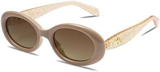 SOJOS Small Retro Oval Polarized Sunglasses for Women Men 90s Vintage Small Face UV400 Protection Tiny Sun Glasses SJ2286 Brown Frame Brown Lens